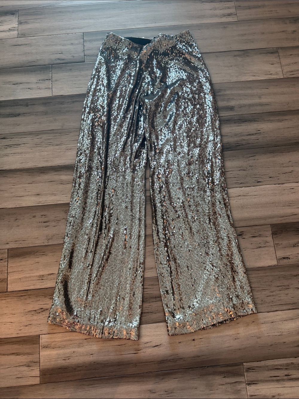 Alexis Silver Sequin Wide-Leg Pants